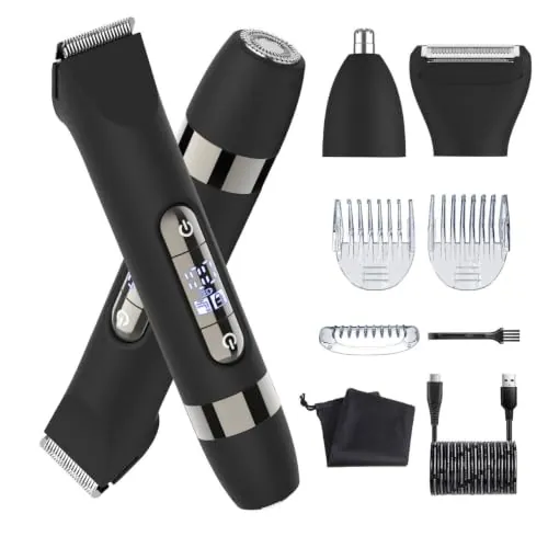 Hatteker Recortador Íntimo Hombre 4 en 1 Doble Cabeza IPX6 Carga USB-C