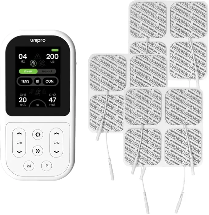 TensCare Unipro +16 electrodos - 4 en 1 TENS, EMS, IFT y Microcorriente. Un Control Total para el Alivio del Dolor, el Fortalecimiento Muscular y la Fisioterapia