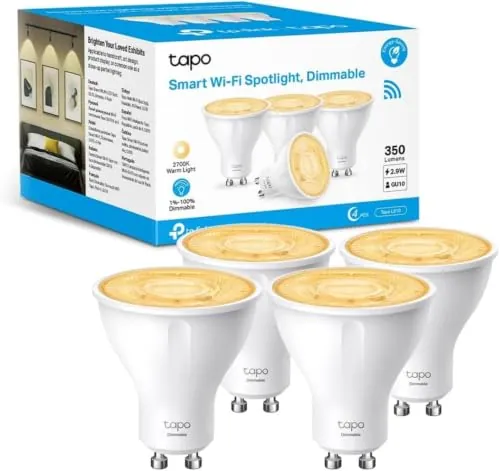 Tapo L610(4-Pack)-Bombilla LED Inteligente, Ahorro de energía, 350lm, GU10