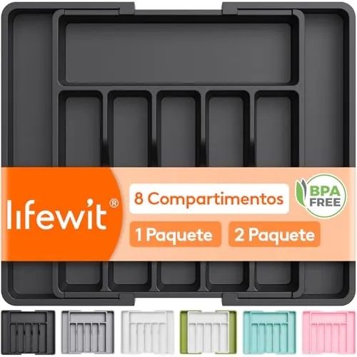 Lifewit Organizador Cubiertos Cajón Cocina, Bandeja para Menaje Extensible