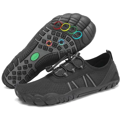 SAGUARO Escarpines Hombre Agua Mujer Secado Rápido Barefoot Zapatillas de Agua Antideslizante Zapatillas de Playa Transpirable Zapatos para Surf Snorkel Piscina Kayak Natación Negro Intenso,Gr.43