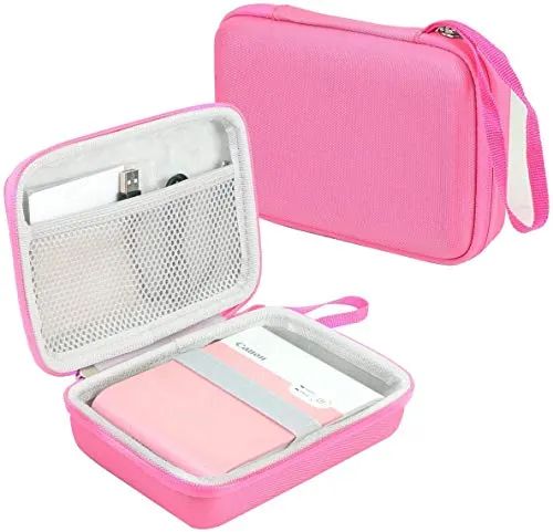 Khanka Duro Viaje Funda Case Estuche para Canon Selphy Square QX10 Impresora Impresoras fotográficas. (Rosa/Blanco)