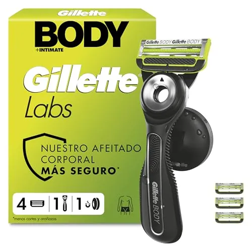 GilletteLabs Body + Intimate Maquinilla Corporal Hombre, 4 Recambios