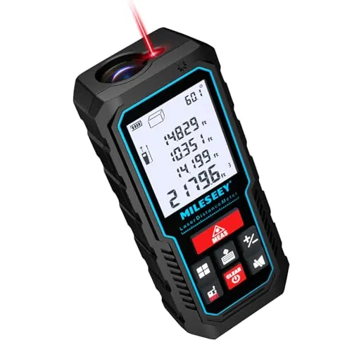 MILESEEY Telémetro Láser 70M, Medidor Láser de Distancia de Precisión de ± 2 mm, Sensor de Ángulo Electrónico, Niveles de Burbuja, Pitágoras, Altura, Medida de Área, Función de Silencio, LCD-Pantalla