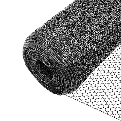 VOUNOT® Red Alambre Hexagonal, Rollo Malla Metalica, Tamaño de Malla 25mm, 100 cm (H) x 50 m (L), Revestimiento de PVC, Gris