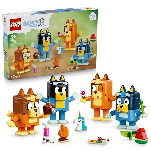 LEGO Bluey: Familia de Bluey para Construir 11217 | Juguete educativo para niños y niñas de 5+ años, figuras con expresiones, juego montessori, regalo de cumpleaños, 466 piezas