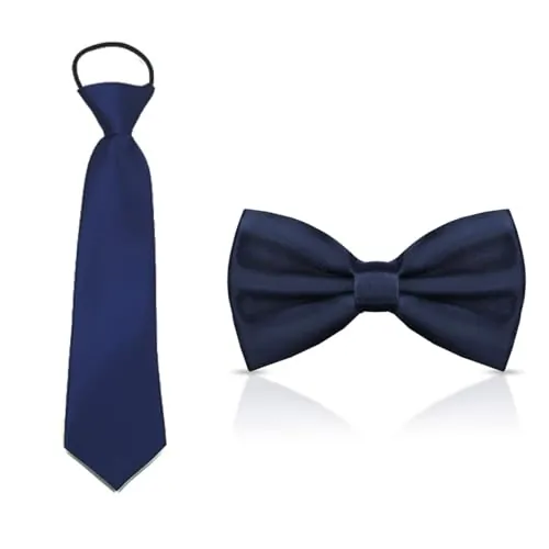 AFCJLTO Corbata para Niños, Pajarita y Corbata Pre-Atada Ajustables de Seda para Graduaciones y Bodas,¡Ideal para cualquier ocasión especial