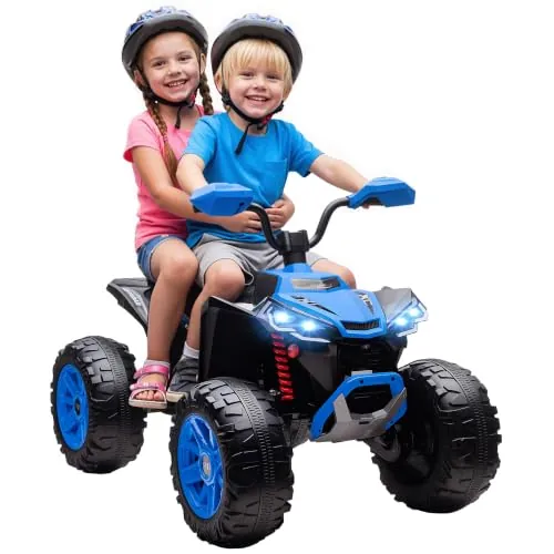 AIYAPLAY Quad Eléctrico para Niños 24V 3-8 Años 2 Plazas 2 Motores Azul
