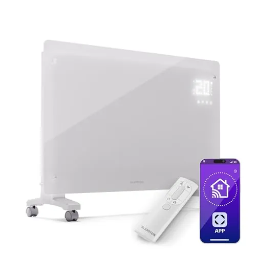 Klarstein Radiador Electrico Bajo Consumo, 2500W con Ruedas, Estufa para Pared o dejar de Pie, Fácil de Transportar, Calefacción Eléctrica