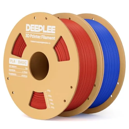 DEEPLEE Filamento PLA Basic 1.75 mm, Pack 2 x 1 kg, Rojo y Azul