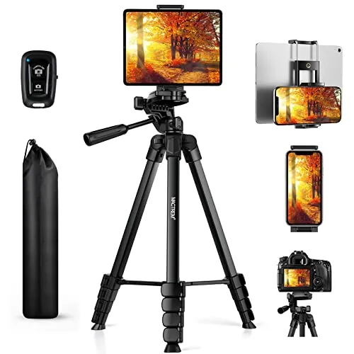 Trípode para iPad iPhone Cámara, 172cm Tripode Cámara de Movil con Remoto Bluetooth para Tableta Smartphone/Huawei/Samsung, GoPro, Nikon, Sony