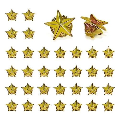 VIKSAUN 30 piezas Insignia de Estrella Pin de Solapa de Oro Mujer Camisa Broche botón Evitar la Exposición Accidental de botón, Imperdibles Broches