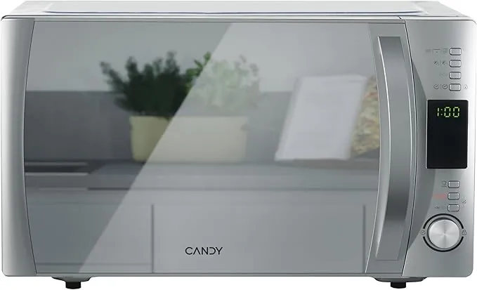 Candy CookinApp CMXG25GDSS, Microondas con grill, 25L, Digital, App simply-Fi, 5 niveles potencia, 40 programas automáticos, Plato giratorio 31,5cm, Express Cooking, 900W/1000W, Puerta espejo