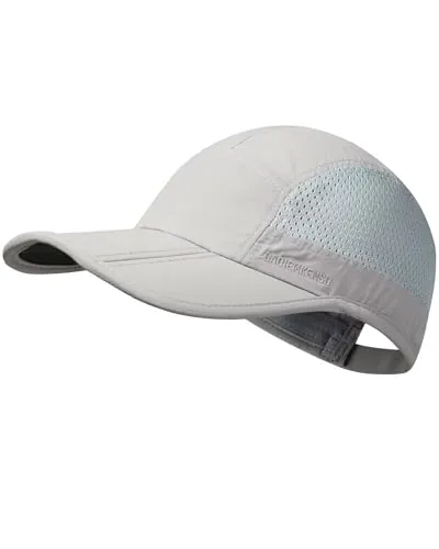 GADIEMKENSD Sombrero de hombre plegable para correr Viseras Sport Cap Summer Mesh Sombrero de secado rápido, gris claro,