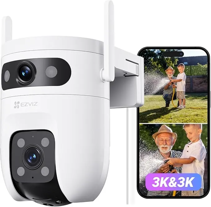 EZVIZ C9C Cámara de Vigilancia Exterior 3K con Doble Lente (5MP+5MP), Cobertura 360°, Visión Nocturna en Color, IA Detección de Personas y Vehículos, Audio Bidireccional, Compatible con Alexa