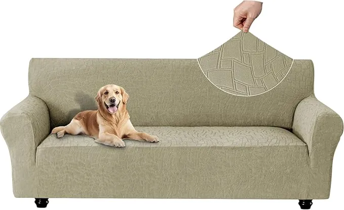 Ystyle Funda Sofa 3 Plazas, Couch Cover Elasticas, Funda para Sofa Antiarañazos Gatos, Forros para Sofas Antideslizante, Protector Sofa Antimanchas Lavable Anti Perros, Caqui