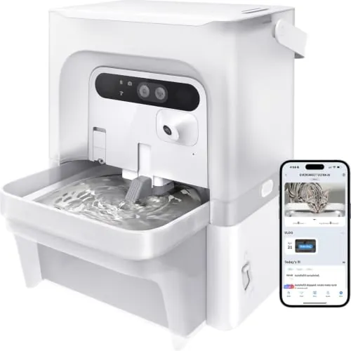 PETKIT EVERSWEET Ultra Fuente para Gatos sin Filtro, con Cámara AI, Separación de Agua Limpia y Sucia, 5L Bebedero Gatos Automático, Sensor de Movimiento, Control de App, Bandeja de Acero Inoxidable
