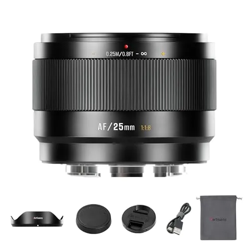 Lente 7Artisans AutoFocus 25 mm F1.8 APS-C Frame Lite Serie F1.8 de Gran Apertura, Compatible con reconocimiento Facial y Ocular, Compatible con Sony A6000/A5000/A3000/Nex Series a6700 nex-5t nex-3n