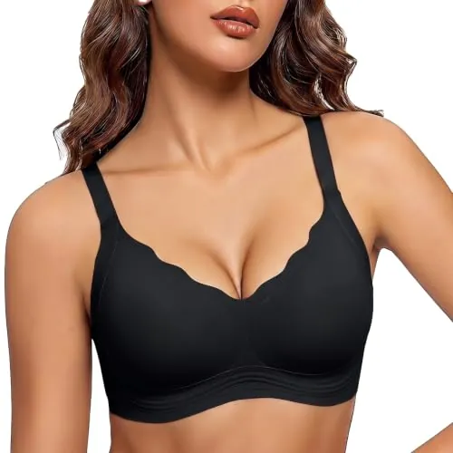 Bresdk Sujetador Sin Aros Mujer Cómodo Sin Costuras Suave Sujetador Negro L | Sujetador Mujer Sin Aros, Bra Sin Costuras Ni Aros, Sujetador Suave Para Mujer, Ganchos Extensión, Tirantes Ajustables