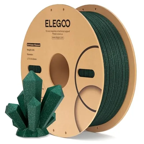 ELEGOO Filamento PLA Verde con Brillos 1.75 1KG | PLA Sparkle para Impresora 3D, Precisión Dimensional +/- 0.02mm, Carrete de Filamento 3D, para Mayoría Impresoras 3D