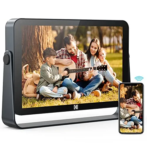 Kodak Cadre Photo Numérique 10'' Wi-Fi 6, Écran Tactile Full HD 1200x1920, 32 Go, Batterie 3800 mAh, Diaporama & Musique, Météo Auto, Partage Via Wi-Fi 2.4G/5G - Gris