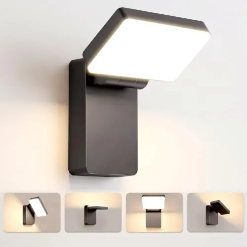 Kingwen Aplique Pared Exterior LED Plegable,40W 3000lm,180° y 360°,IP65 | Aplique exterior LED plegable 180° y giratorio 360°,40W 3000lm,3000K,aluminio IP65 para fachada y terraza