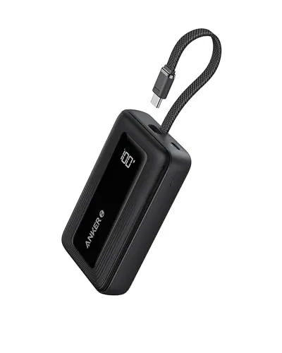 Anker Zolo Power Bank con Cable USB C Integrado (30W, 20000mAh, 1 cable) | Compacta y resistente, para iPhone 18 pro max/17/16/15 y AirPods