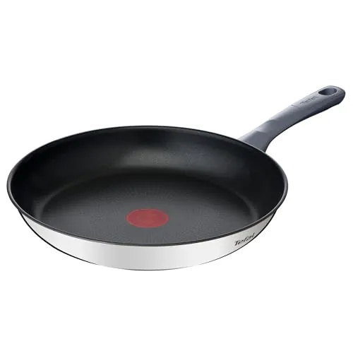 Tefal Daily Cook - Sartén de 30 cm, Apto inducción, antiadherente, revestimiento titanio, Thermo-signal, apto lavavajillas y horno, acero inoxidable