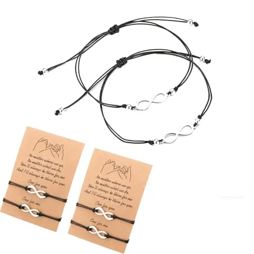 CBMZHF 4 pulseras de amistad con girasol y meñique para promesas, combinadas a larga distancia, regalo de cumpleaños para mujeres, niñas, parejas