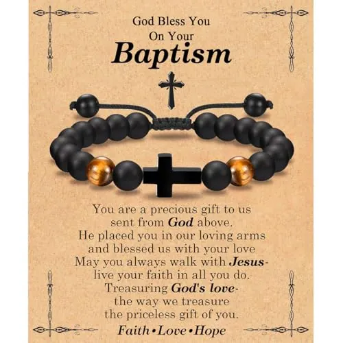 GGUFAY Regalos Para Bautizo, ConfirmacióN, ComunióN, ConfirmacióN Para NiñOs, Pulsera De Cruz Para NiñO, Ahijado, Hijo, Nieto, Sobrino De Papá, Mamá, Padrinos, Abuelos, Con Caja De Regalo