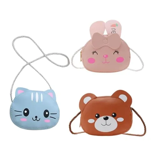 Bolso De Hombro Para Niños De 3 Piezas, Bolso De Hombro De Animal Lindo, Mini Bolso De Hombro De Dibujos Animados, Bolso De Hombro De Cuero De Pu