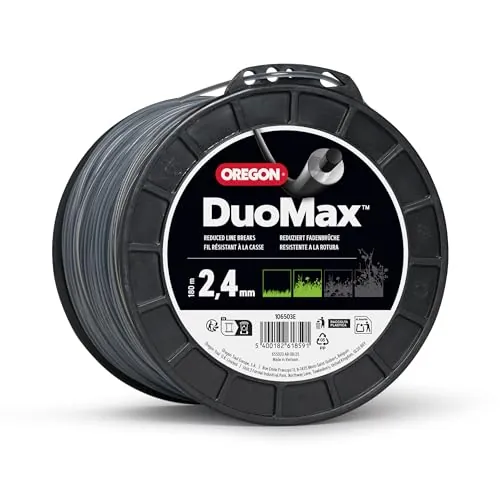 Oregon Hilo Material dual para Desbrozadora 2.4mm, Hierba, Maleza, Vegetación y más, Hilo de Nylon de Gran Resistencia, Compatible con la Mayoría de Modelos Estándar, 2.4mm x 180m (106503E)