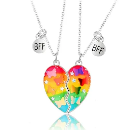 collares de la amistad, Amistad Colgante Collar Conjunto Mejores Amigos Collar BFF Collar Corazón Púrpura Amistad Collar para 2 Niñas Regalo de Cumpleaños para Mejores Amigos(Mariposa)
