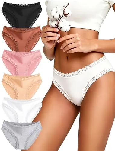 Sth Big Bragas Mujer Algodón con Encaje Elegante Ropa Interior De Mujer