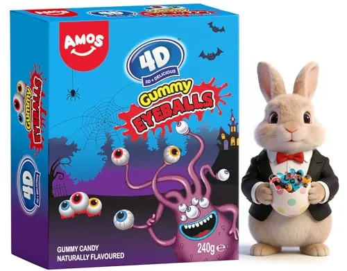 Amos Ojos Comestibles Halloween, 4D Mixtas Frutas Golosinas Chuches | Dulces Gominolas Individuales Gominolas Comida- 240G