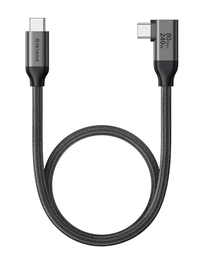 Silkland USBC 80Gbps Compatible con Cable Thunderbolt 5 Corto 50CM 90Grados