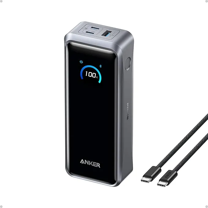 Anker Prime Power Bank,Batería Externa 26,250 mAh con 3 Puertos y Salida máxima de 300 W,Carga bidireccional,homologación TSA,Control Mediante App,para MacBook,iPhone 17/16 y más (Base no incluida)