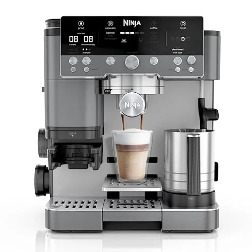 Ninja Luxe Premier Cafetera 3 en 1, para café expreso, prensado en frío y de filtro, 4 preajustes de espuma automatizados, Gris metalizado ES601EUGM