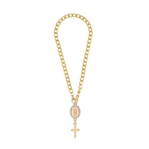 1 Paquete Accesorio de Rosario Católico para Volante, Colgante de Rosario Católico para Volante de Coche con Dije de la Virgen María y Crucifijo para Mujeres y Hombres