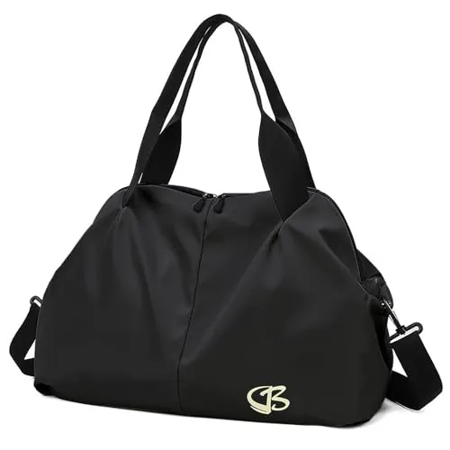 Vllcsla Bolsa Deporte Mujer Pequeña, Bolsos Deportivo con Bolsillo Humedo, Bolso Gimnasio, Bolsa de Viaje Resistente al Agua, Bolsas de Fin de Semana Suave, Mochila Gimnasio Mujer, Negro