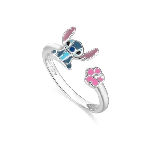 Disney Anillo para Niñas con Stitch de Plata, Tamaño Ajustable