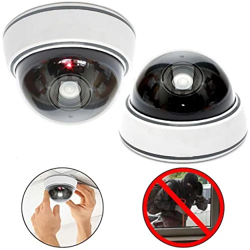 O&W Security 2 cámaras de seguridad profesionales con LED intermitente con objetivo y videovigilancia parpadeante