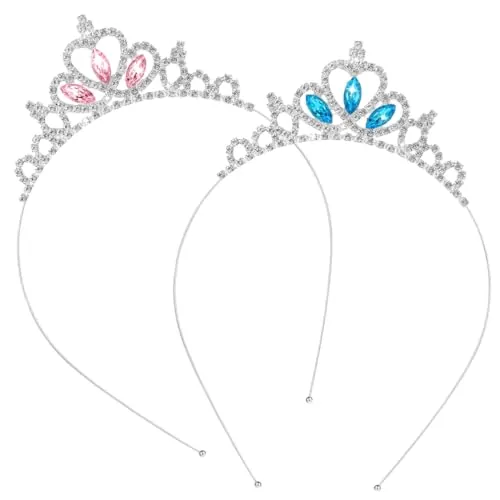 SWYZOR 2 Pcs Tiara de princesa de cristal para mujer, para concursos de belleza, concursos de belleza, accesorios para el cabello, cumpleaños, boda, Halloween, fiesta de Navidad, M