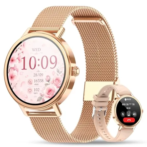 Smartwatch Mujer, Reloj Inteligente Mujer con Llamadas Bluetooth, 2 Correas