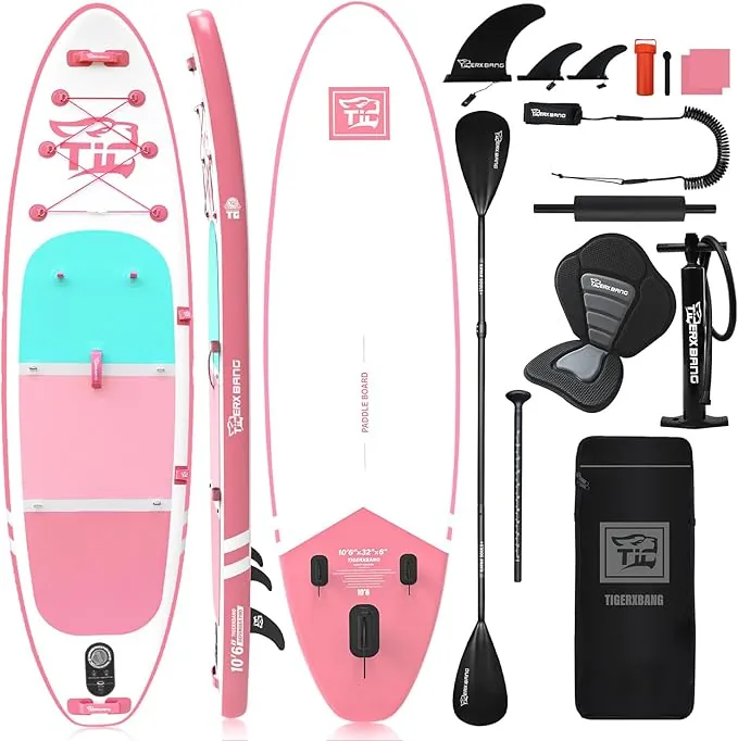 TIGERXBANG Tabla de surf de pie con remo, tabla de surf hinchable, colección Defender Pro