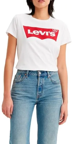 Levi's The Perfect Tee , Large Batwing Logo, Camiseta, Mujer, Batwing White, M