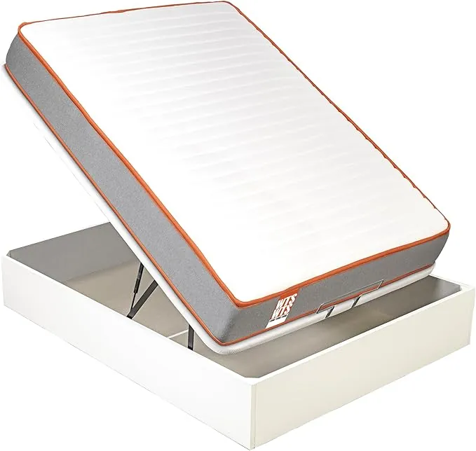 What the Sleep I Pack colchón sostenible muelle ensacado visco y canapé abatible blanco gran capacidad I Entrega, montaje en domicilio y retirada usado incluida I Funk 135x190 I Gris I 3 años garantía