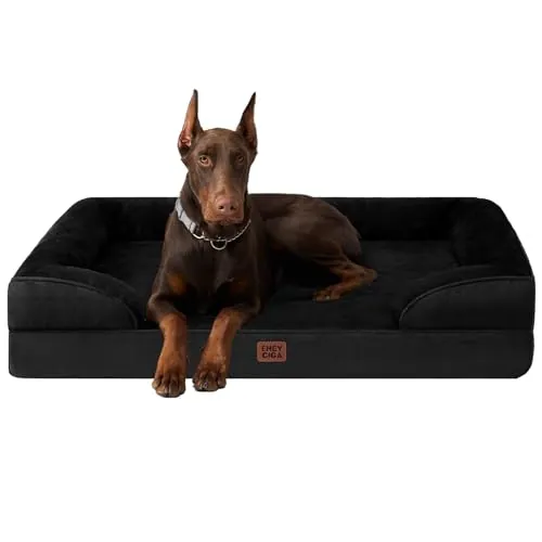 EHEYCIGA Cama Perro Extra Grande 132x104x20cm, XXL Colchon Perro Impermeable Lavable con Espuma Viscoelástica, Sofá Perro Ortopedica Desmontable, Negro