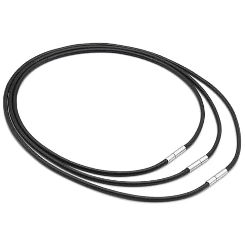 YDHfdc 3 Piezas Collar Cuero 3MM Cordon Cuero para Colgante 40/45/50cm Collar Cuero Hombre Mujer Impermeable Negro Cordón Colgante para Hombres y Mujeres