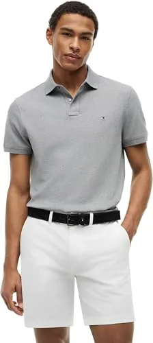 Tommy Hilfiger Polo de Manga Corta Hombre Core 1985 Regular Fit, Gris (Medium Grey Heather), XL